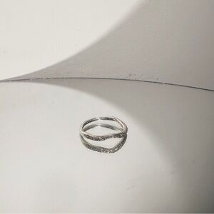 Monica Vinader sterling silver diamond pave wave stacking ring